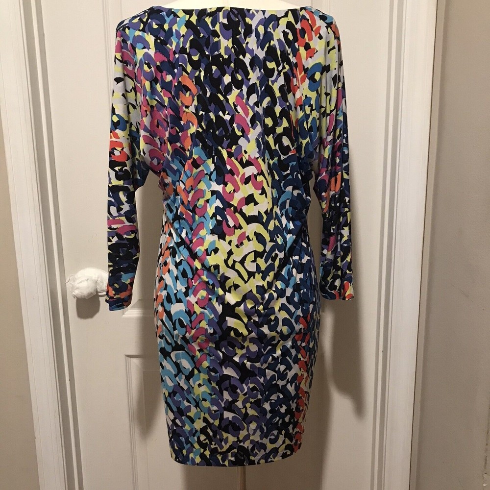 Trina Turk Size 8 Dominica Multi-Colored Print Midi V-Neck 3/4 Sleeves Dress - Picture 6 of 11